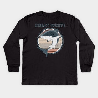 Great white Shark Vintage Logo Kids Long Sleeve T-Shirt